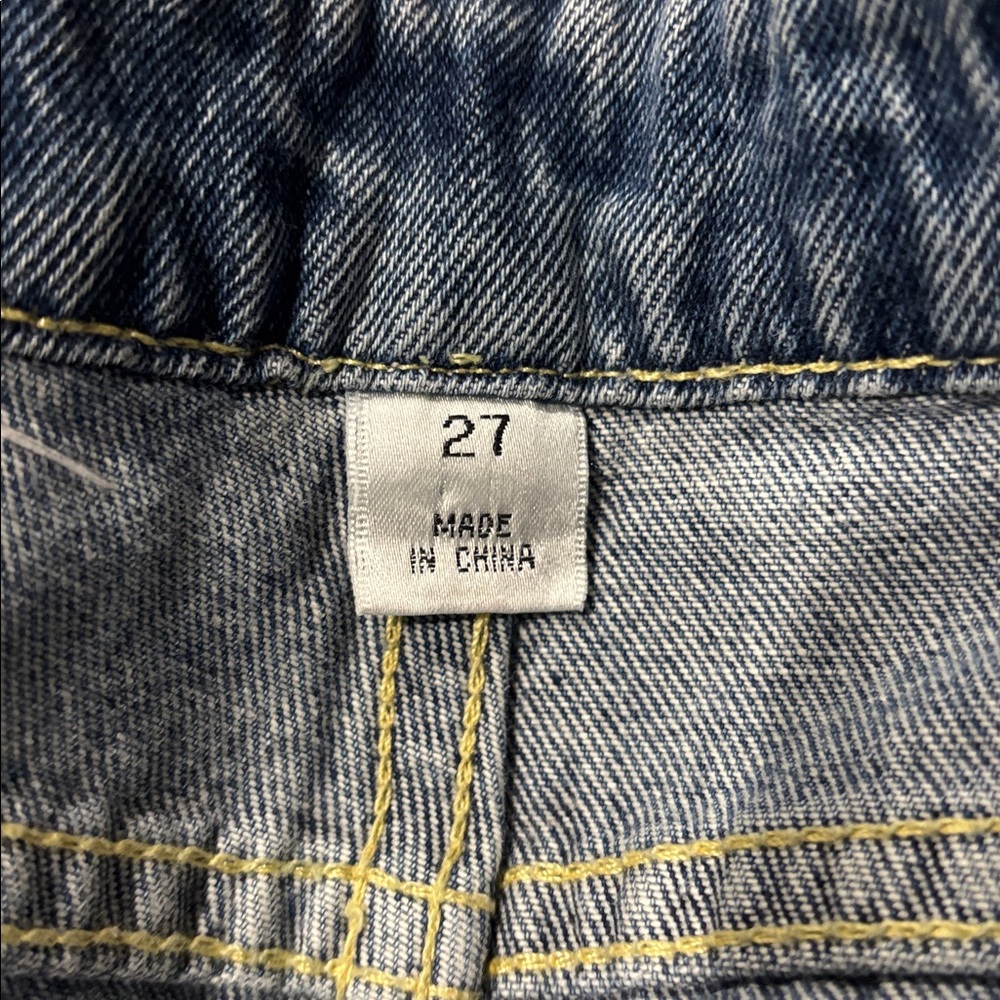 Vintage Free People Embroidered & Patchwork Distressed Blue Jeans - Picture 7 of 8